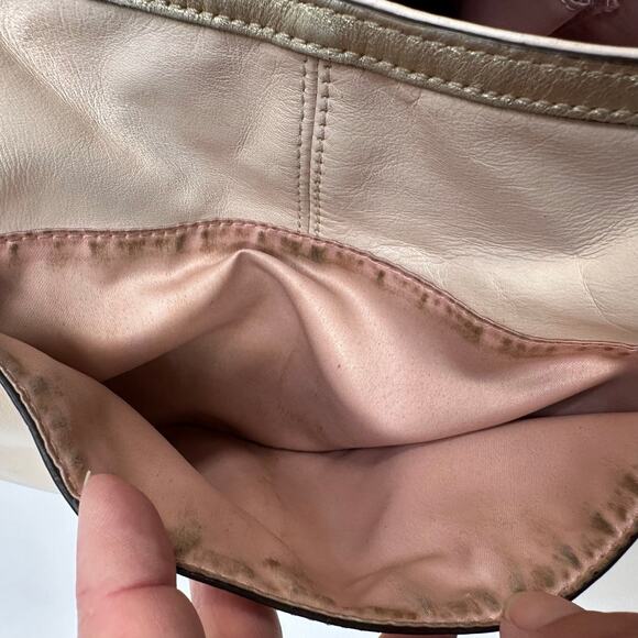 Coach Alexandra Tote Cream Leather with Gold Trim Purse Shoulder Bag Shopper - Picture 13 of 13